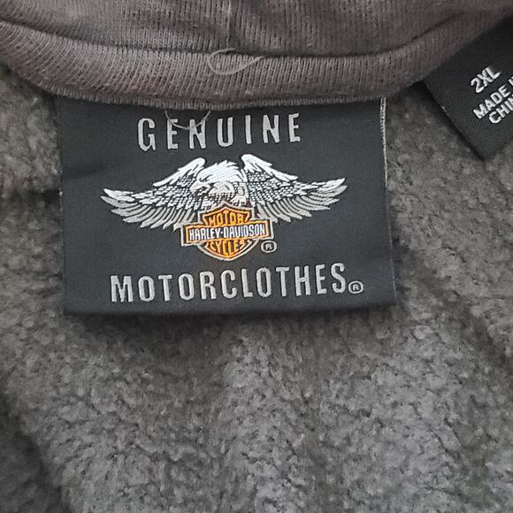 Harley Davidson men's oil can Hoodie zip sweatshirt gray Size 2XL - Picture 8 of 9